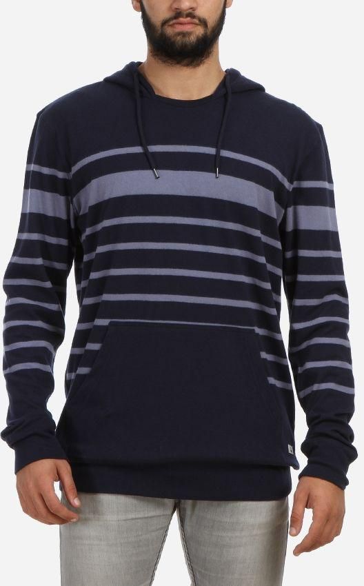 Quiksilver Striped Hooded Sweatshirt - Navy Blue
