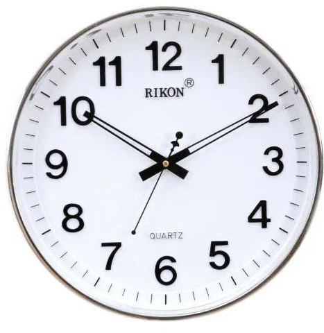 Rikon Wall Clock 32cms Diametre - 3151 Silver And White Coloured