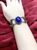Gold Bracelet Blue Gemstone & Two Butterfly - Gold Copper In Arabic Design