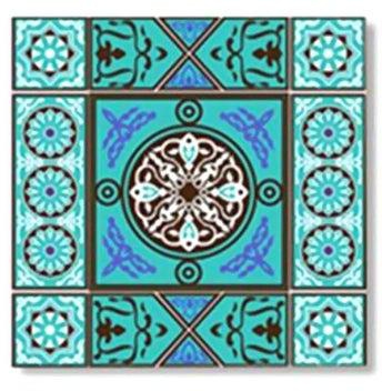 Decorative Wall Poster With Frame Green/Blue/Black 30x30cm
