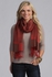 Red and Chocolate Jacquard Fringe Detail Scarf