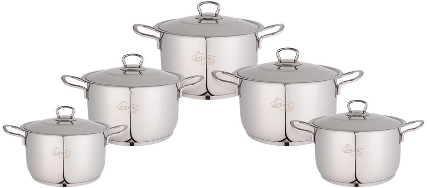 Get Zinox Classic Stainless Steel Cookware Set, 10 Pieces - Silver with best offers | Raneen.com
