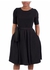 Pleated Skater Dress With Pockets And Belt - Black