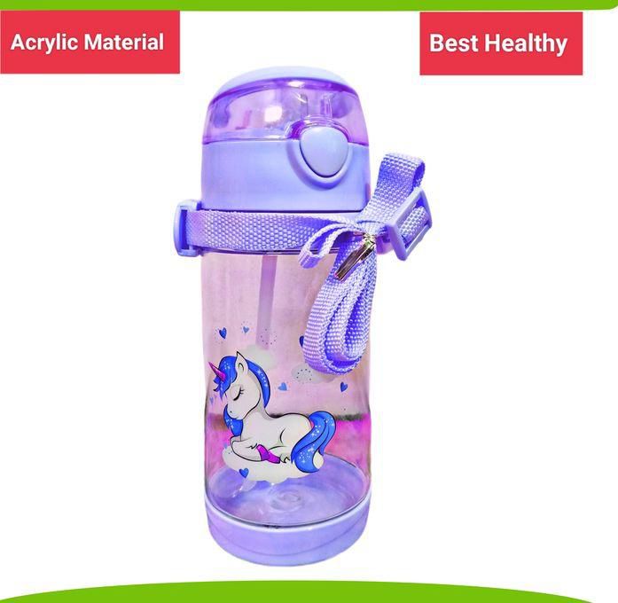Water Bottle Acrylic Hors With Shalemo -Healthy-Sport Or School-450Ml-1Pcs