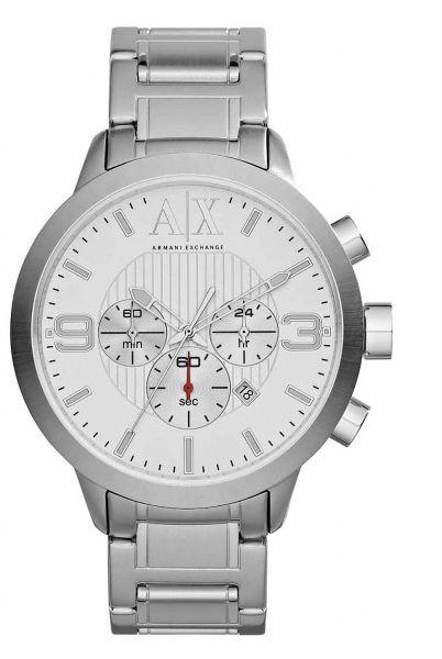 ساعة ارماني اكستشينج بيضاء للرجال بسوار من الستانلس ستيل كرونوغراف - AX1278