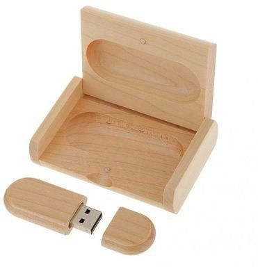 Magideal 32GB Maple Wood Oval USB 2.0 Memory Stick Flash Drive with Wooden Box
