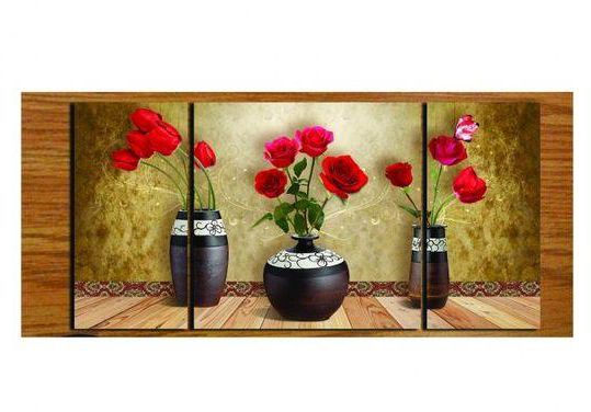 Generic 3 - Panel Red Roses Painting