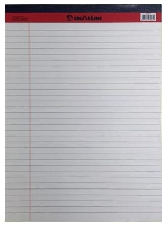 Sinarline Legal Pad A4, 56gsm, 50 Sheets, Line Ruled, White