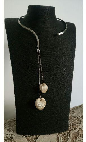 Ddazzled Asymmetric Necklace with Changeable Shells Charm - Silver
