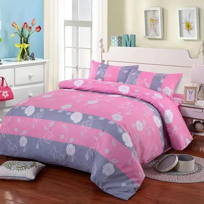 New Arrival 4 Pieces Bedding Set <without Duvet!>duvet cover pink Bedding sets & accessories(2 Pillow Covers +1 Duvet Cover +1 Bed Sheet)  without Duvet