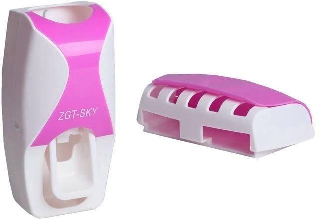 Sky Toothbrush Holder + Paste Dispenser - Pink