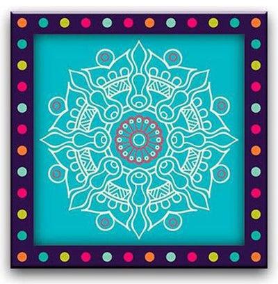 Wall Art Printed Tableau Mandala Drawing art 50x50cm Framed for Home and office Decor Multicolour 50X50cm