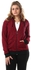 Kady Unisex Thin Stripes Zipped Hooded Sweatshirt - Red