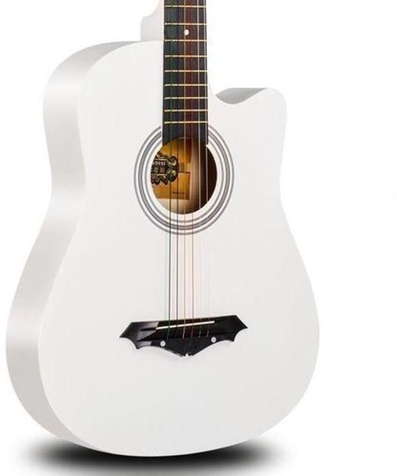 Acoustic Box Guitar With Bag And Strap - White