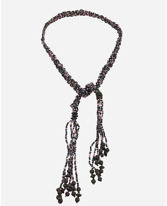 ZISKA Handmade Beaded Necklace – Purple & Black
