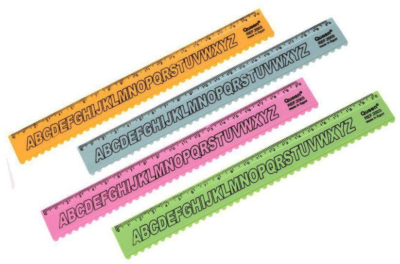 Ruler 20 Cm 4 Pcs Printed With Letters Of The English Alphabet - Color May Vary