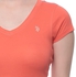 U.S. Polo Assn.  2121200H1CK-HTCR V Neck T-Shirt for Women - XS, Red Orange