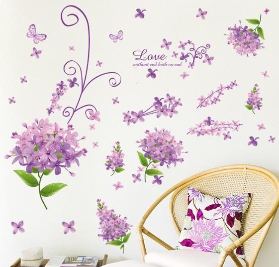 MEMORiX Removable Wall Decor Sticker - Purple Lilac Flowers