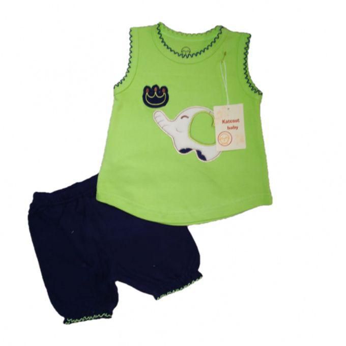 Baby Girl Pajama, Size 0-9 Months, Green/black, Model Elephant