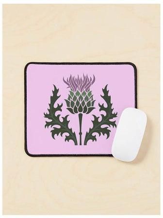 Scottish Thistle Flower Of Scotland On Pale Pink Mouse Pad Multicolour