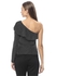 ONLY Black, Silver Mixed Materials Asymmetrical Neck Blouse For Women