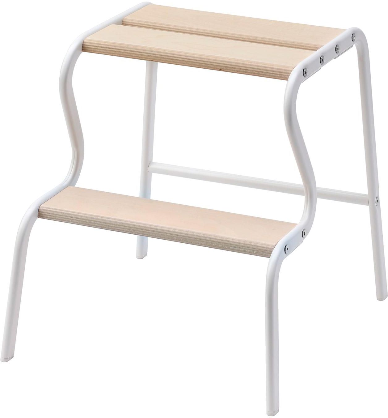 GRUBBAN Step stool - white/birch