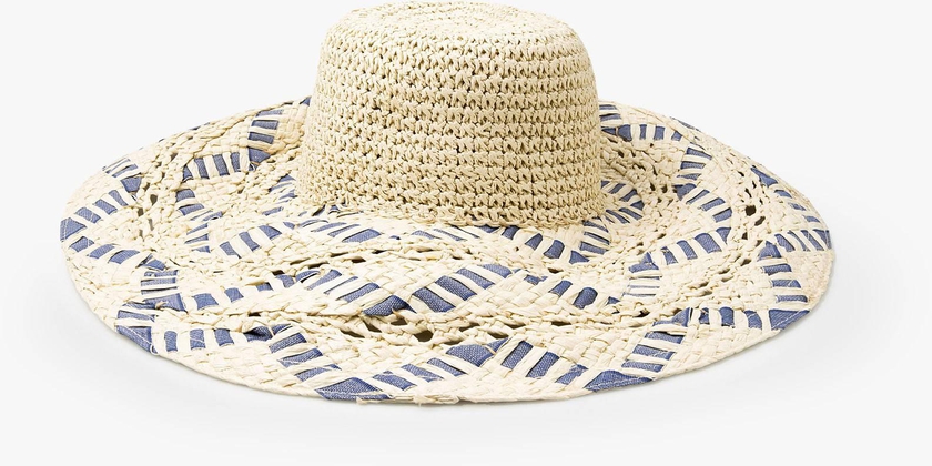 Crochet and Laced Ribbon Floppy Hat