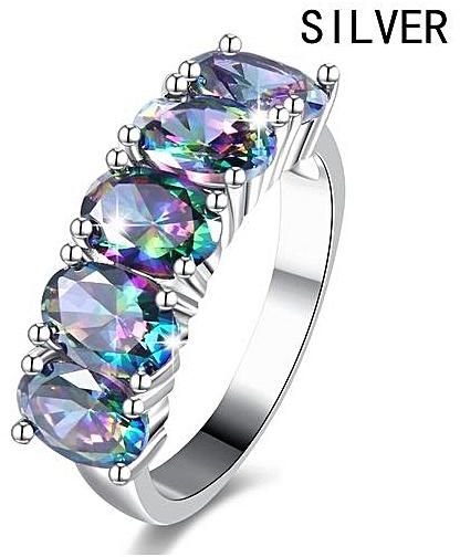 Women Green Fire Opal & Emerald Jewelry Charm Lady Gems Silver Ring Jewelry 