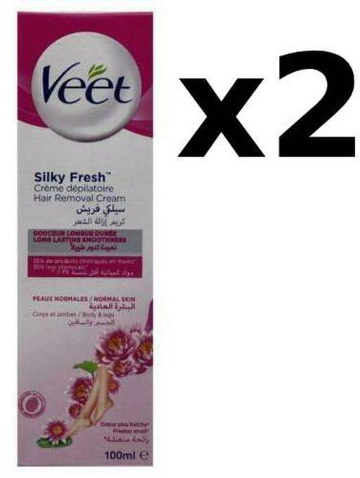 Veet Hair Removal Cream Silky Fresh Normal Skin 100 ml 2pcs