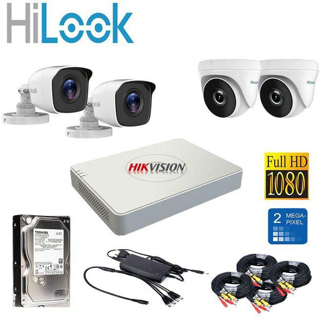 Hikvision Full Security System (2 Outdoor Camera 2MP + 2 Indoor Camera 2MP + 1080P DVR 4 Channel + 500GB HDD)