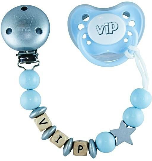 Little Mico Boy VIP Pacifier and Holder Set 5 Months and Above