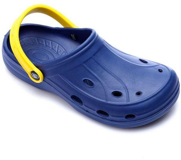 Activ Perforated Oval Toecap Clogs - Navy Blue & Yellow