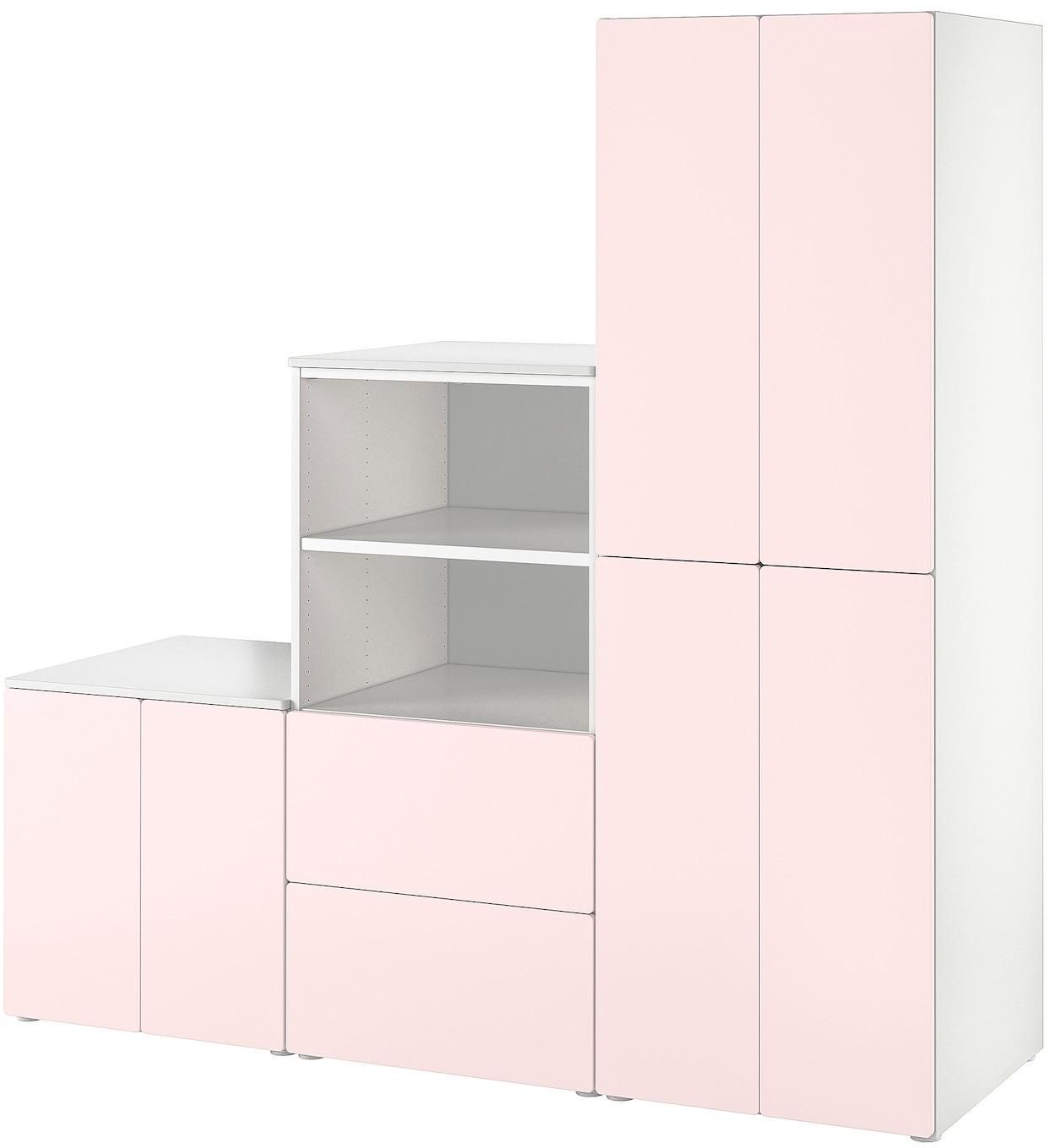 SMÅSTAD / PLATSA Storage combination - white/pale pink 180x57x181 cm