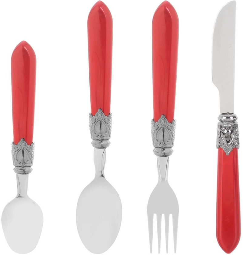 Get Dream House Stainless Steel Cutlery Set, 24 Pieces - Red with best offers | Raneen.com