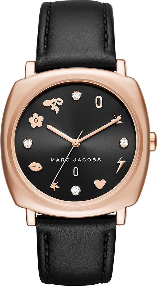 Marc Jacobs Women's Mandy Leather Watch MJ1565 (Rose Gold/Black Dial)