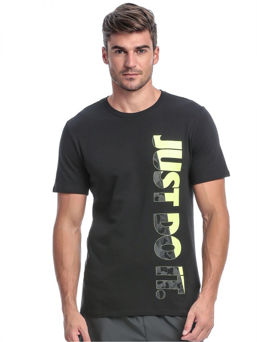 Nike NK822241-010 Tee Vertical JDI Shirt for Men, Black/Volt
