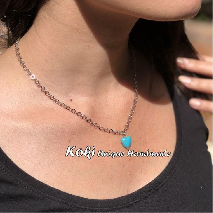 Koki Unique Handmade Silver Necklace With Turquoise Heart