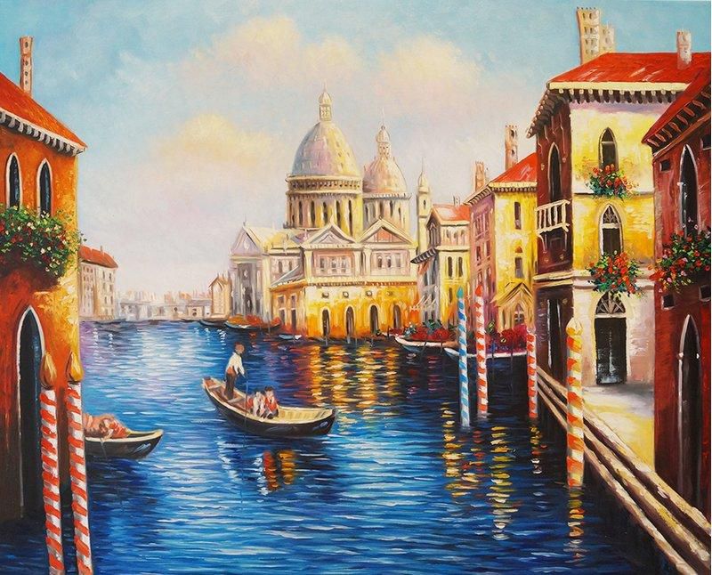 Jd Art Painting 36.6x32.2​​​​​​​ Stretched On-Canvas Wall Art Oil Painting - Vanice Italy Grand Canel