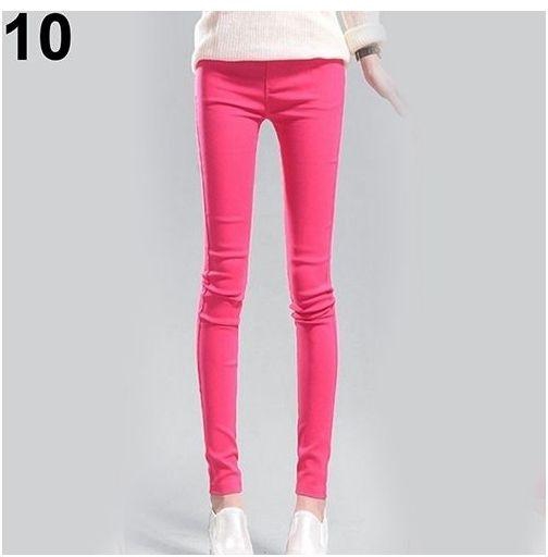 Bluelans Women Fashion Pure Color Slim Leggings Pencil Trousers Plus Size Skinny Pants-Rose