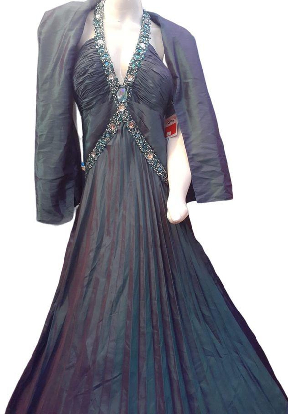 Stylish Tall Evening Dress. High Quality. Imported. Green Blue Colour.