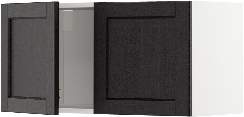 METOD خزانة حائط مع بابين - أبيض/Lerhyttan صباغ أسود ‎80x40 سم‏