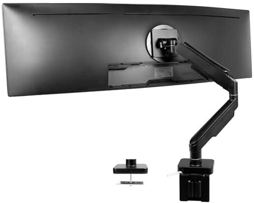 VIVO Premium Aluminum Single Gaming Monitor Arm for Ultrawide Screens up to 49 inches and 44 lbs, Heavy Duty Desk Mount Stand, Pneumatic Height, Max VESA 100x100, Black, STAND-V100D