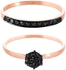 Vera Perla 18K Rose Gold 0.17ct Black Diamonds Engagement Ring Set, 6.5 US
