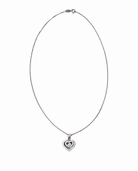 silver House Multi Heart Necklace - Silver