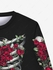 Gothic Skeleton Rose Flower Print Crew Neck Sweatshirt For Men - 2xl