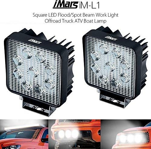 Universal IMars 2x 27W Flood / Spot Beam 9 LED Work Light Offroad Car Truck 4x4 Boat Lamp Silver