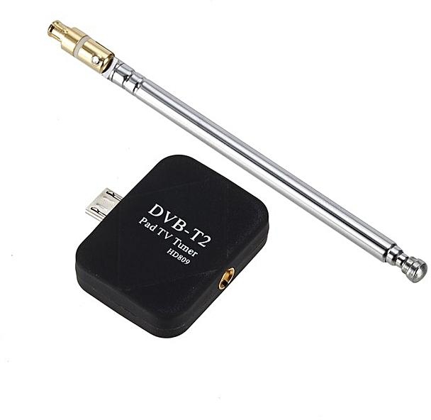 Generic DVB-T2 Micro USB Tuner TV Receiver + Antenna For Android Smartphone Tablet Black