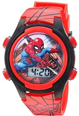 Accutime Kids Marvel Spider-Man Digital Quartz Plastic Watch for Boys & Girls with LCD Display, Red & Black, Spiderman:Red, Digital Quartz