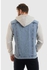 White Rabbit Adjustable Hooded Neck Winter Denim Jacket - Standard Blue
