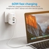 Samsung Galaxy Tab S3  USB-C Charger,Premium 60W 3-Port USB Type-C Power Delivery Wall Charger with Dual USB Qualcomm Quick Charge 3.0 Port and Multi-Regional Plug for Type C and USB Enabled Devices,Promate PowerCore-C White
